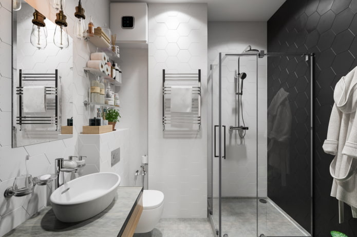 design del bagno all'interno di un appartamento di 45 metri quadrati