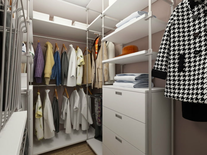 progettazione della cabina armadio all'interno di un appartamento di 45 metri quadrati