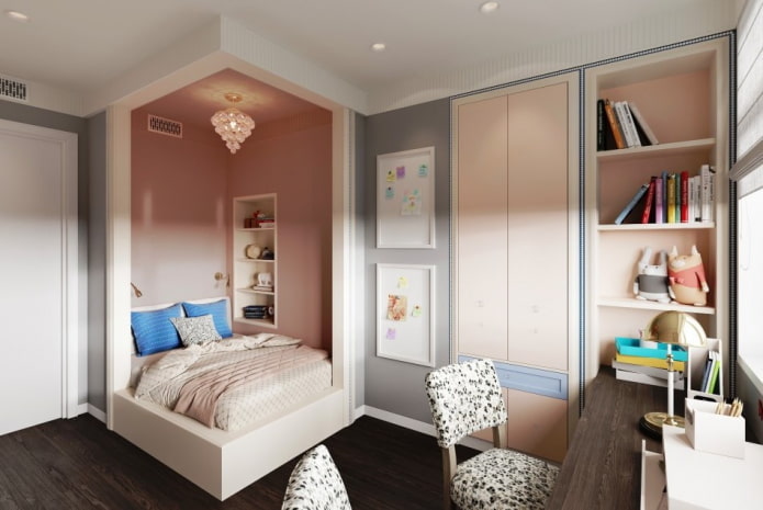 progettazione della cameretta per bambini all'interno di un appartamento di 45 metri quadrati