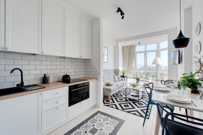 design della cucina all'interno di un appartamento di 45 metri quadrati