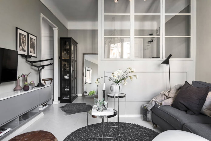 Interno di un appartamento di 45 metri quadrati in stile scandinavo