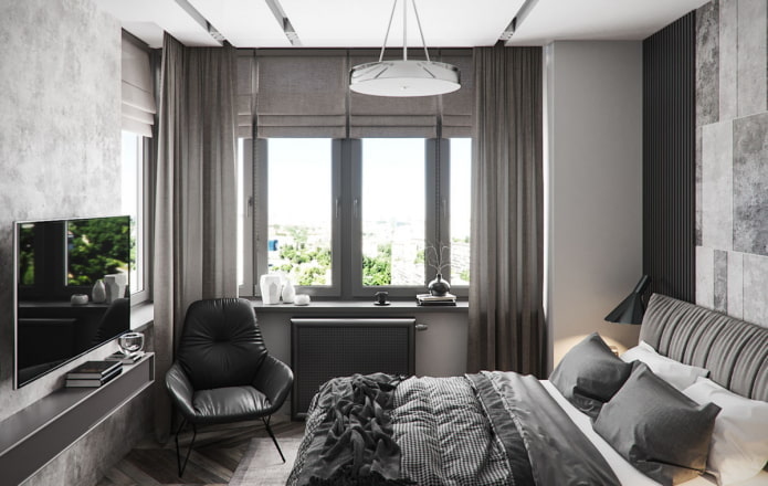 progettazione della camera da letto all'interno di un appartamento di 45 metri quadrati