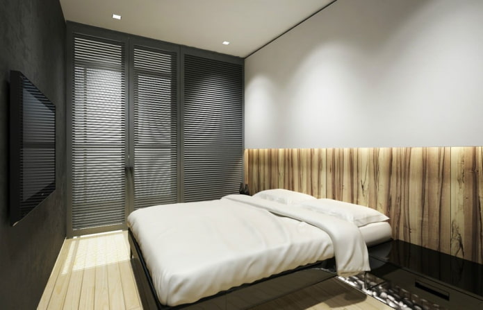 progettazione della camera da letto all'interno di un appartamento di 45 metri quadrati