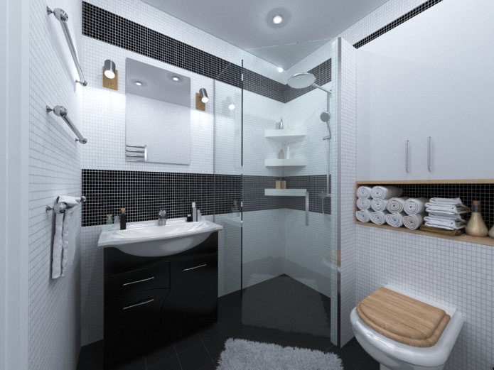 interno del bagno in un appartamento di 50 metri quadrati