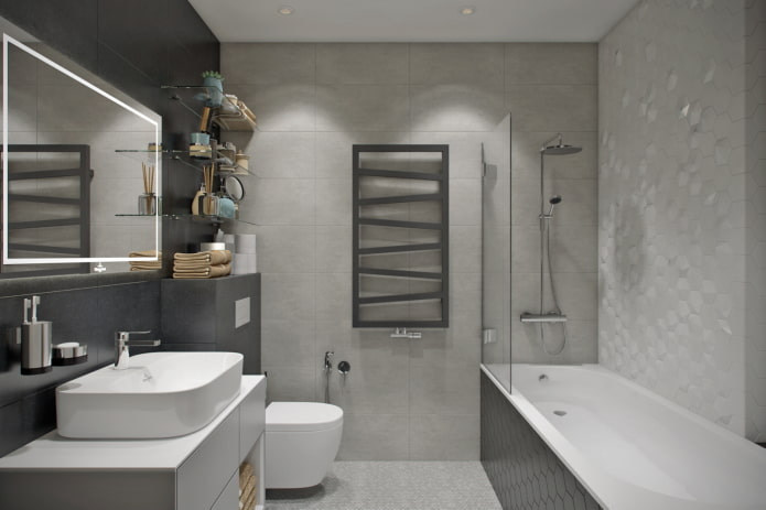 interno del bagno in un appartamento di 50 metri quadrati