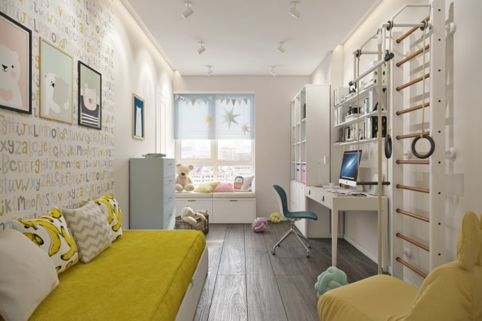 interno della cameretta per bambini in un appartamento di 50 metri quadrati