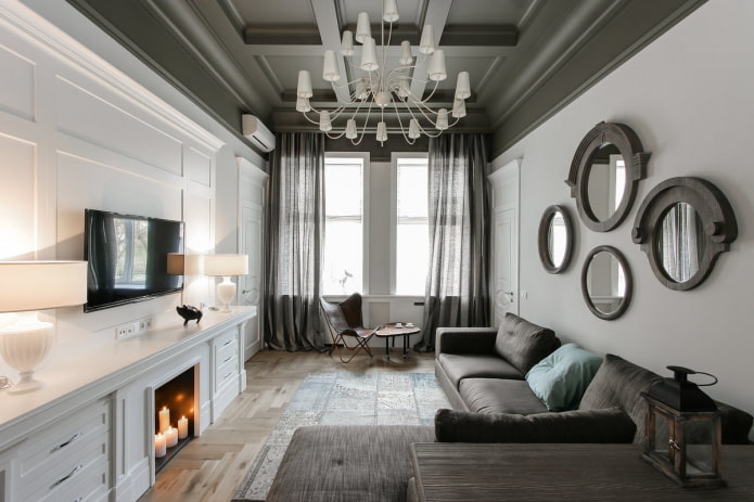 Interno di un appartamento di 50 metri quadrati in stile classico moderno