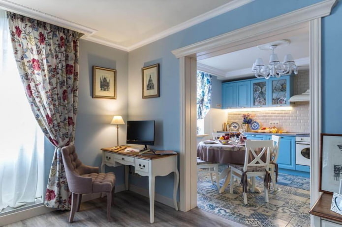 interno di un appartamento di 50 metri quadrati in stile provenzale
