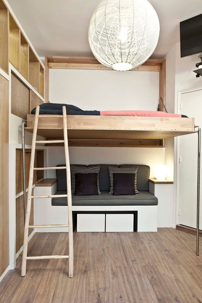 Letto a soppalco con scala