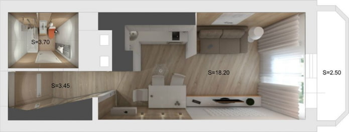disposizione appartamento 18 mq
