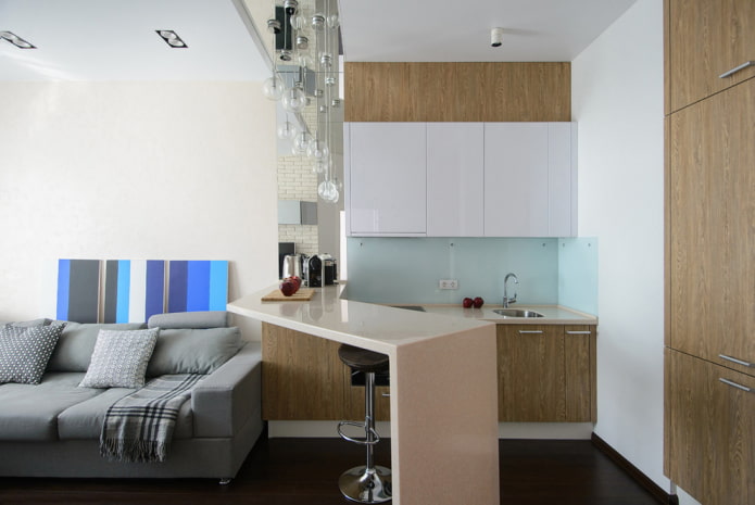 progettazione della zona cucina in monolocale appartamento