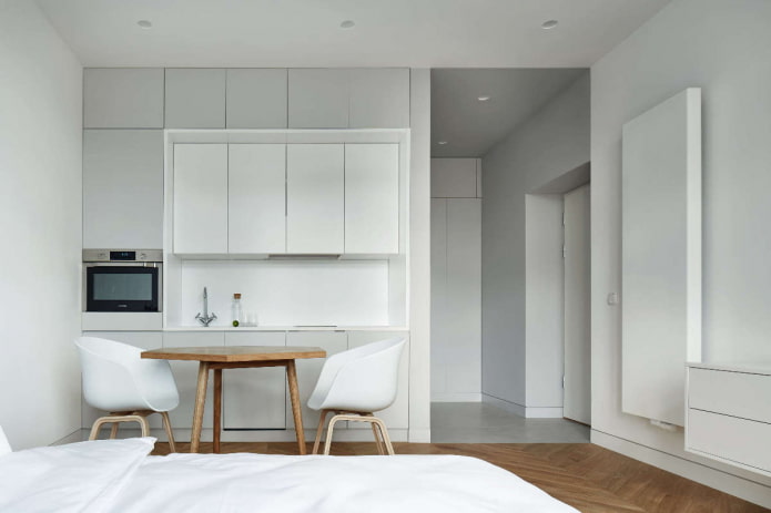 interno di un monolocale in stile minimalista