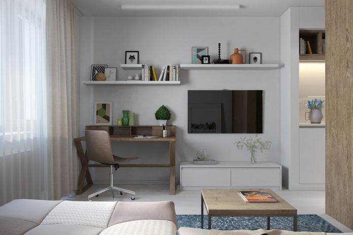 progettazione di un'area di lavoro all'interno di un monolocale