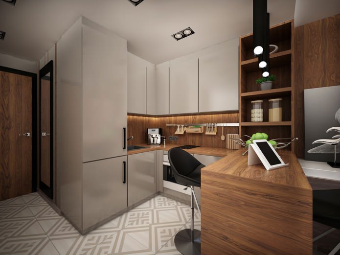 zona cucina all'interno di un monolocale