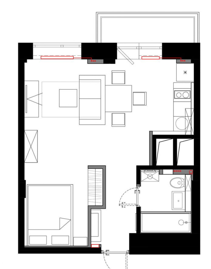 disposizione dello studio di 29 mq.