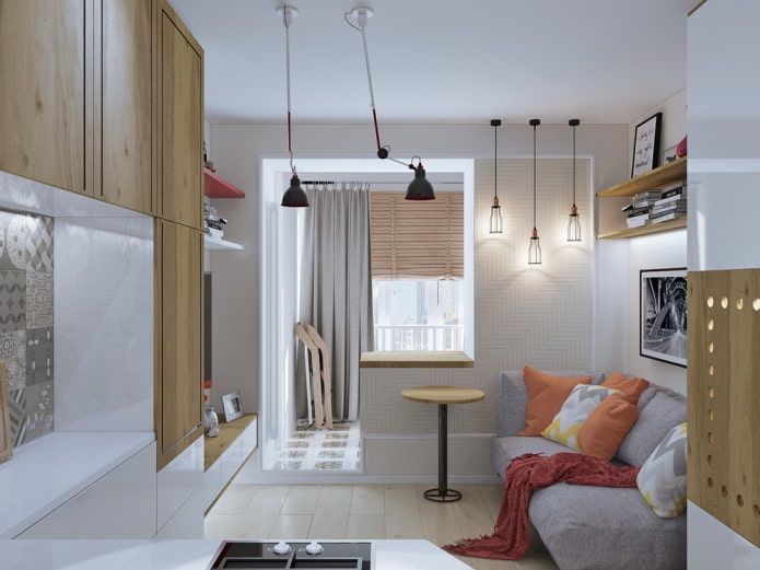 interno di un monolocale con balcone