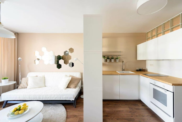 cucina all'interno di un monolocale