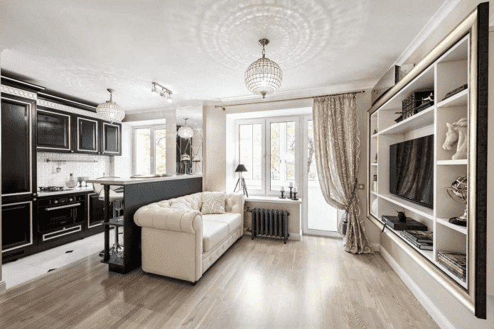 interno di un monolocale in stile classico