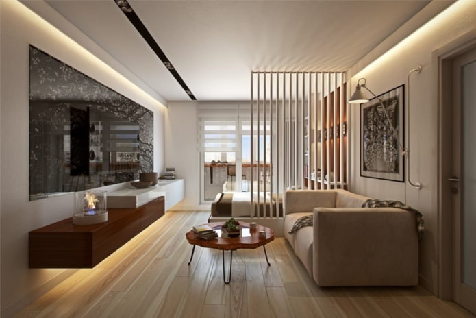 interno di un monolocale con una finestra