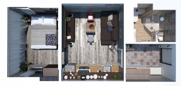 Monolocale di 30 mq layout
