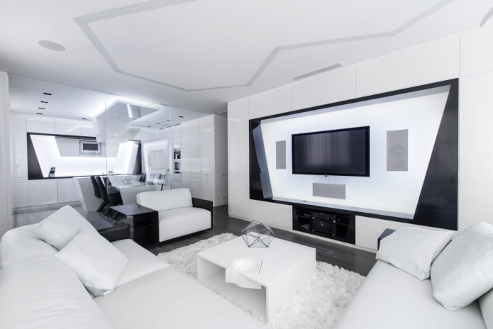 interno di un monolocale in stile high-tech