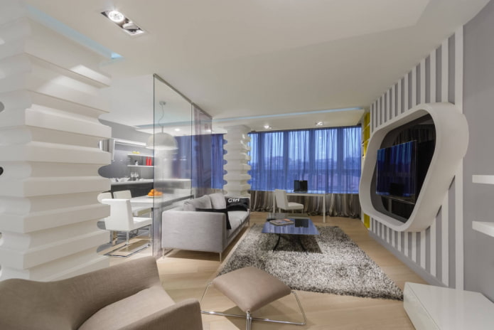 interno di un monolocale in stile high-tech