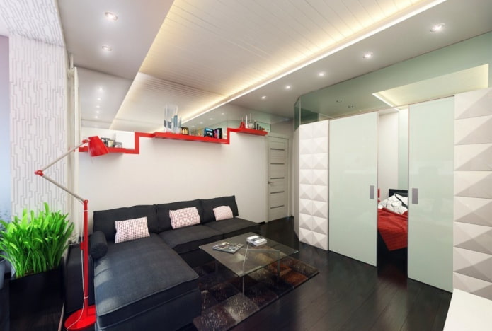 interno di un monolocale in stile high-tech