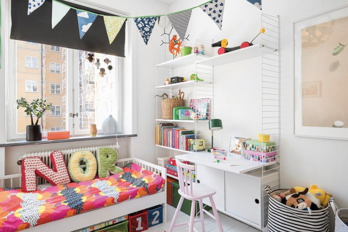 Stile scandinavo in una piccola cameretta per bambini