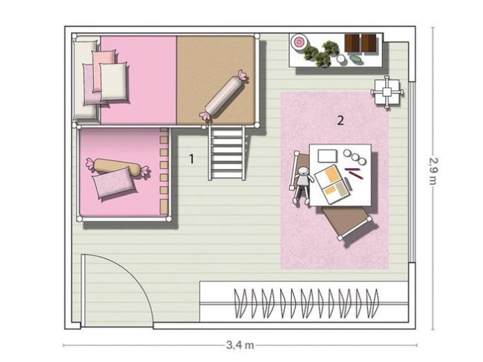 Esempio di layout per la cameretta dei bambini