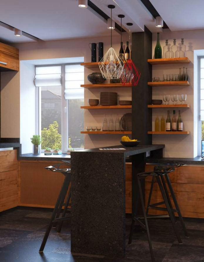 design del bancone da bar in una piccola cucina