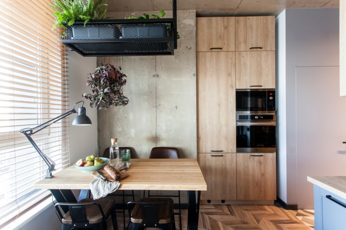 cucina di piccole dimensioni in stile loft
