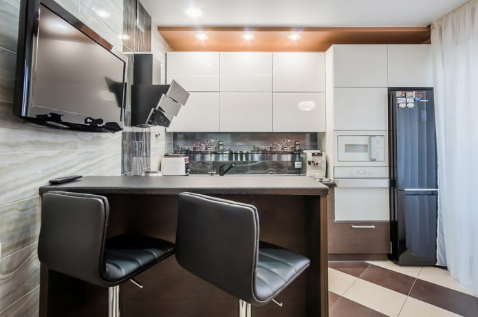 cucina di piccole dimensioni in stile high-tech