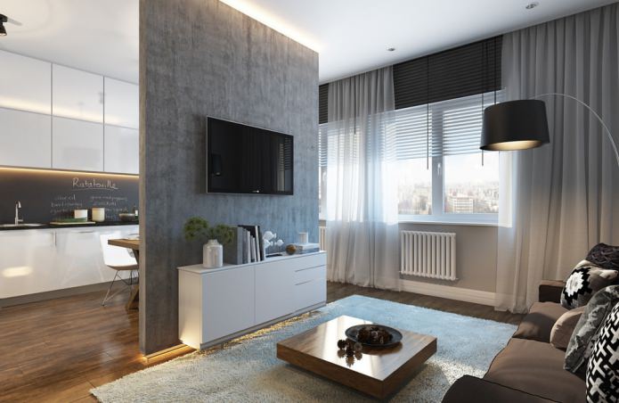 Design moderno di un piccolo appartamento di 30 mq.