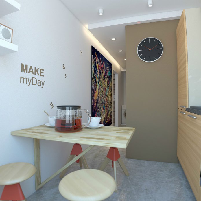 cucina nella progettazione di un monolocale di 33 mq.