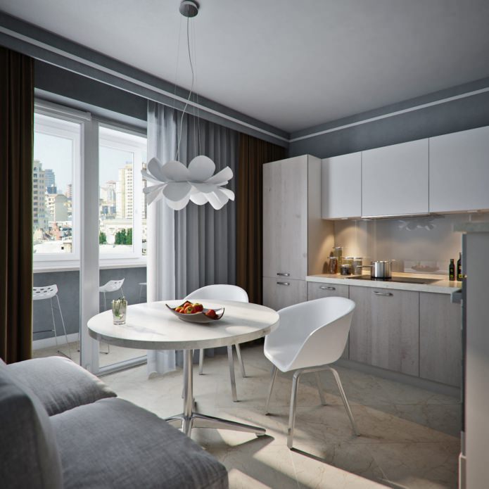 cucina nel progetto di un appartamento di 38 mq.