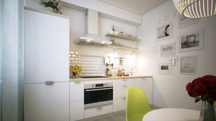 cucina nella progettazione di un monolocale di 40 mq.