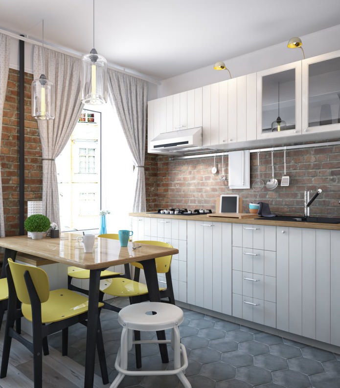 Progetto cucina in un monolocale-altalena