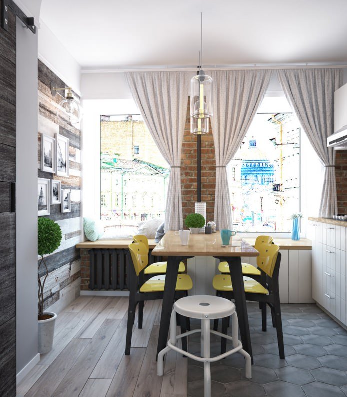 Progetto cucina in un monolocale-altalena