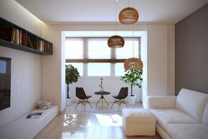 nicchia in un monolocale con balcone