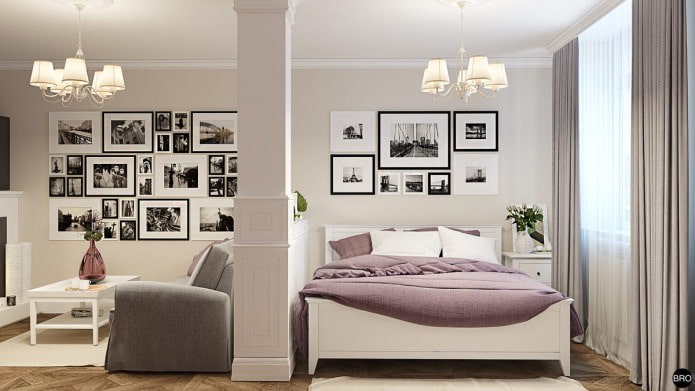 camera da letto-soggiorno nel progetto di un monolocale