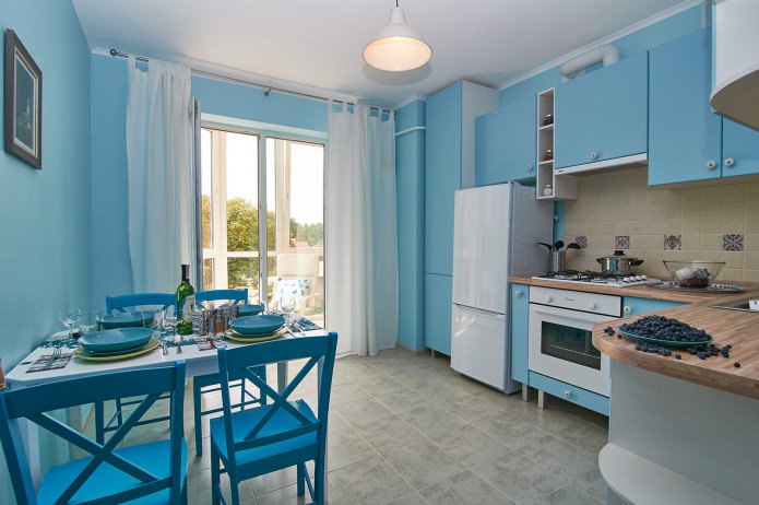 design della cucina in blu