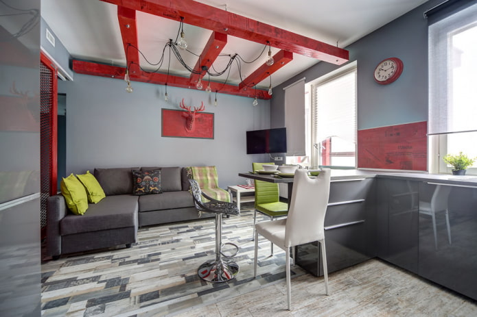 travi rosse all'interno