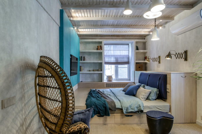 travi all'interno della camera da letto