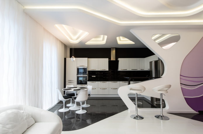 soffitto a più livelli negli interni