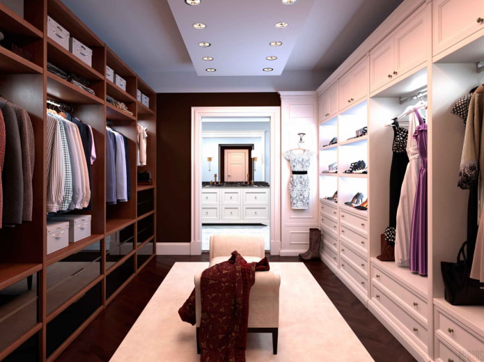 progettazione del soffitto nella cabina armadio