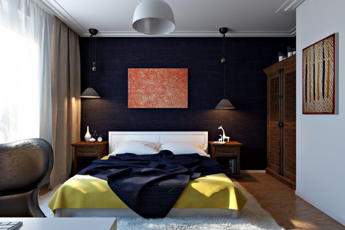 Camera da letto in un appartamento di quattro stanze