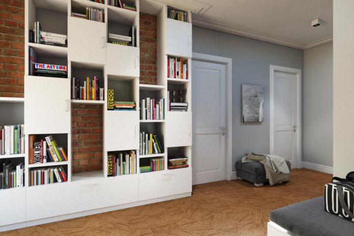 corridoio con libreria