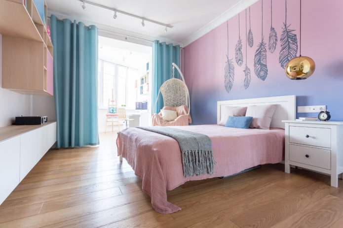 camera da letto rosa e turchese per bambini