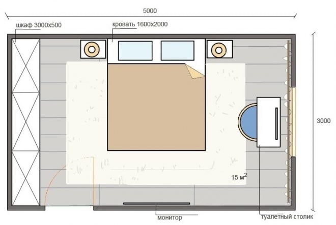 schema camera da letto 15 m