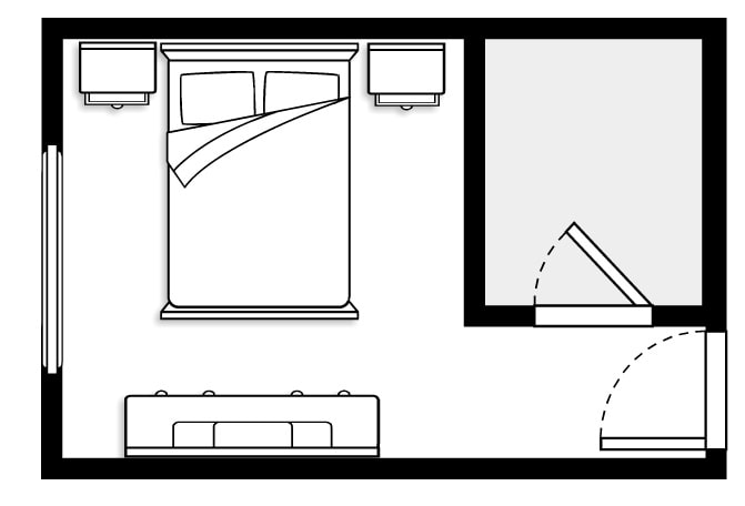 planimetria della camera da letto con cabina armadio